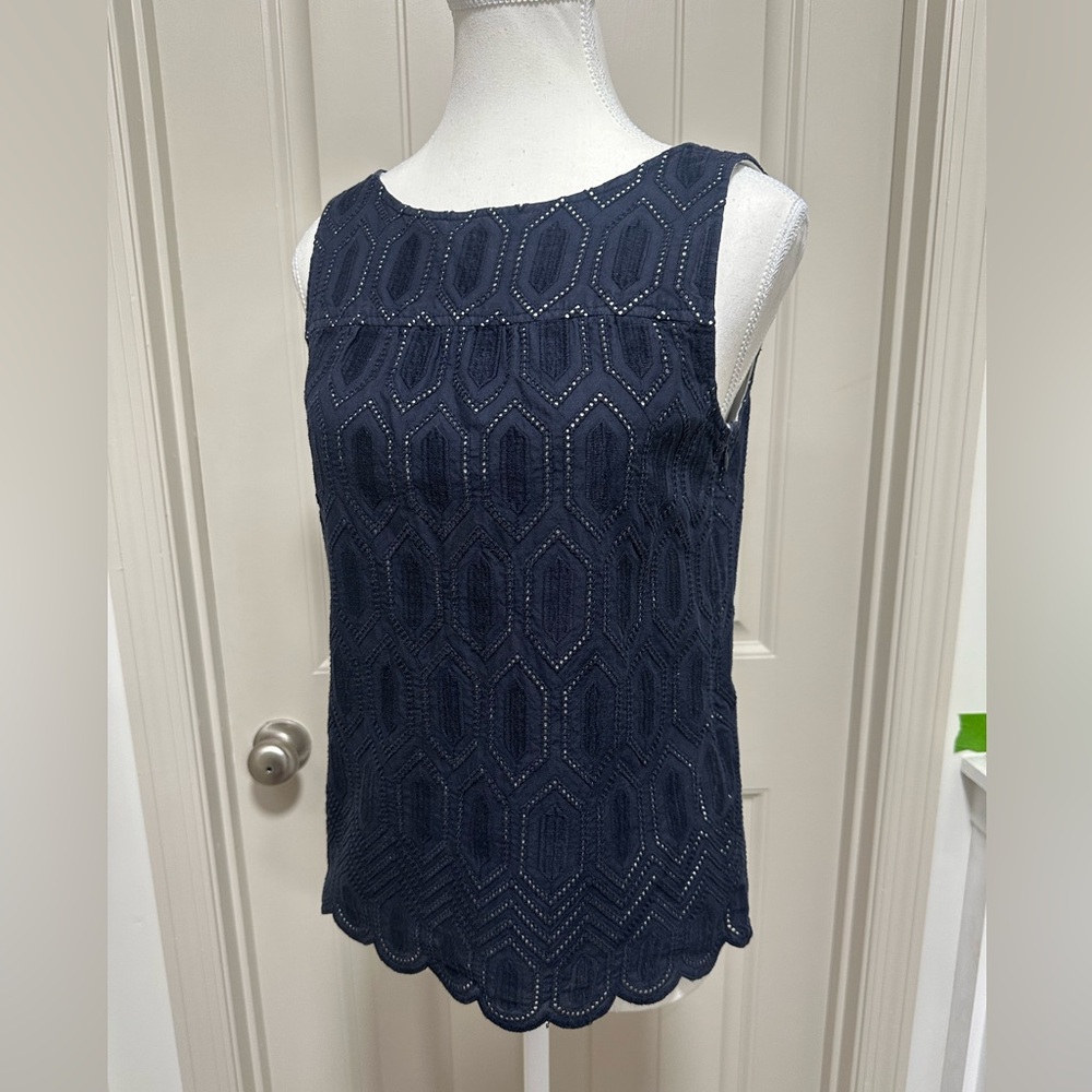 Ann Taylor Navy Sleeveless Blouse